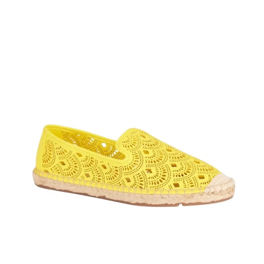 NEW TALBOTS IZZY PERFORATED SCALLOP YELLOW ESPADRILLE FLATS 10M
